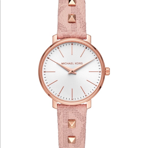 🆕Michael Kors Watch with studs and mk logo strap - Picture 1 of 7